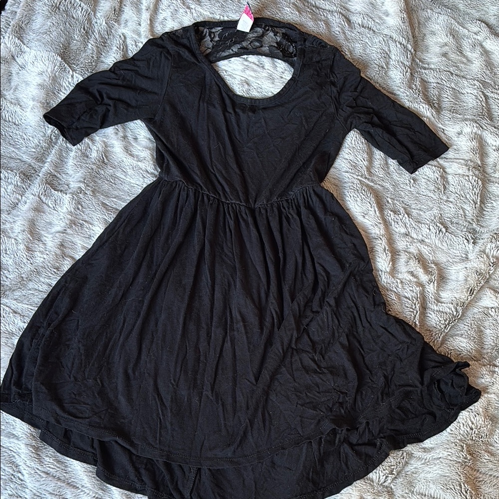 Chic Black Dress with Lace Detail